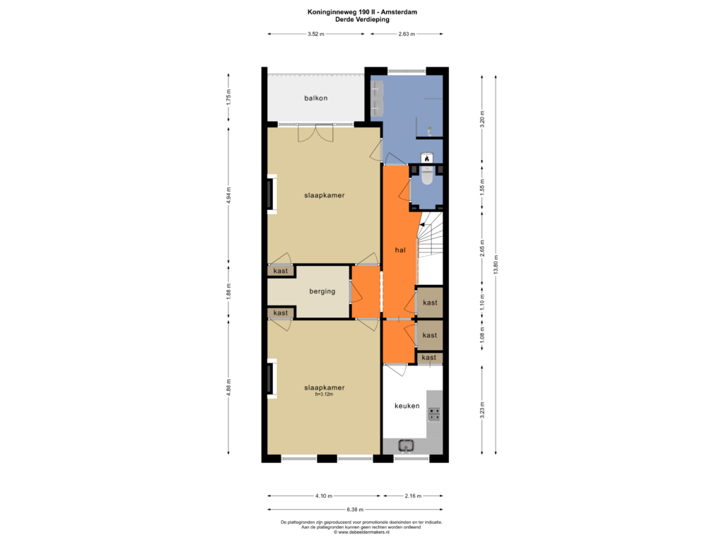 View floorplan of DERDE VERDIEPING of Koninginneweg 190-2