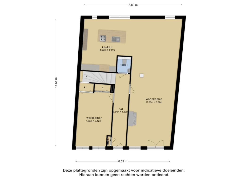 Bekijk plattegrond van Begane grond van Leeuweringerstraat 55