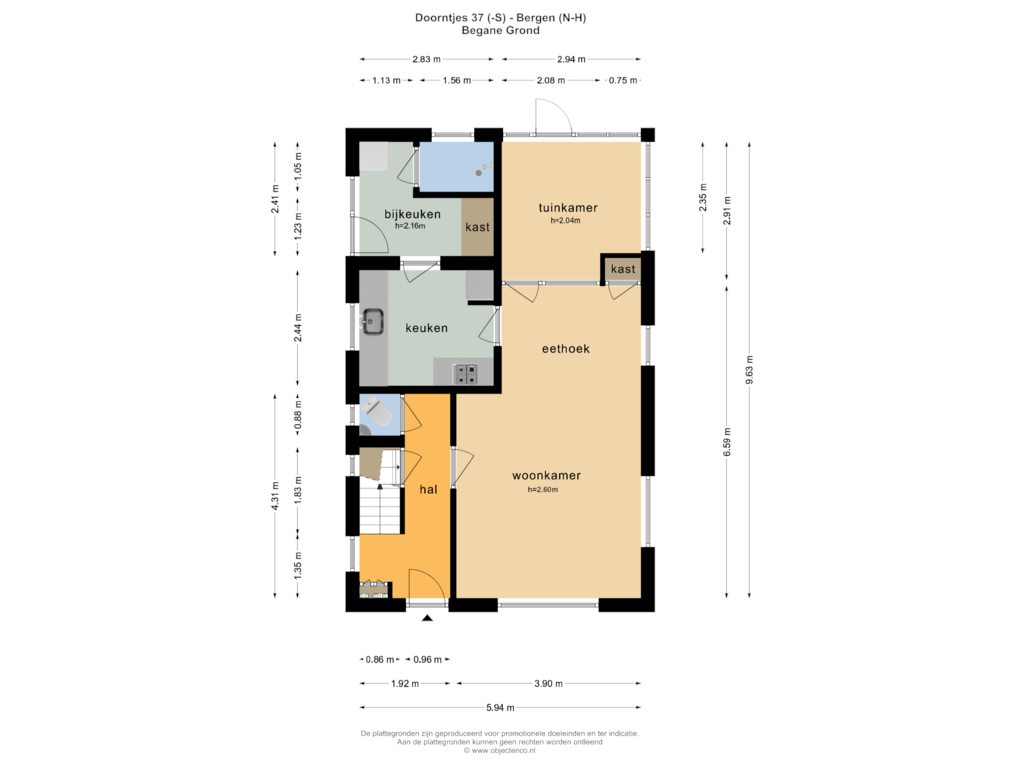 View floorplan of BEGANE GROND of Doorntjes 37