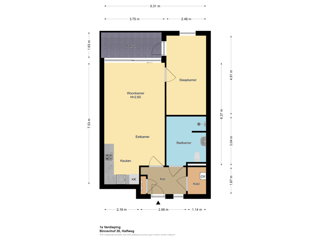 Bekijk plattegrond van 1e Verdieping van Binnenhof 26