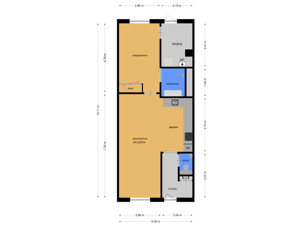 View floorplan of Begane grond of Fort Heemstedestraat 69