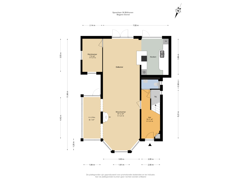 View floorplan of Begane Grond of Spoorlaan 36