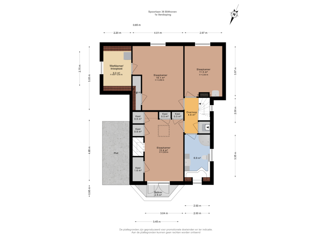 View floorplan of 1e Verdieping of Spoorlaan 36