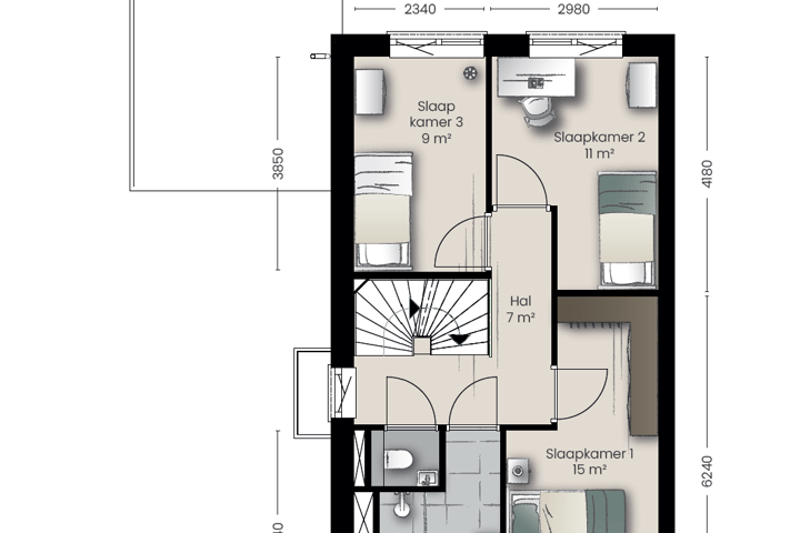 Bekijk foto 4 van Type A2 - twee-onder-een-kap villa (Bouwnr. 8)