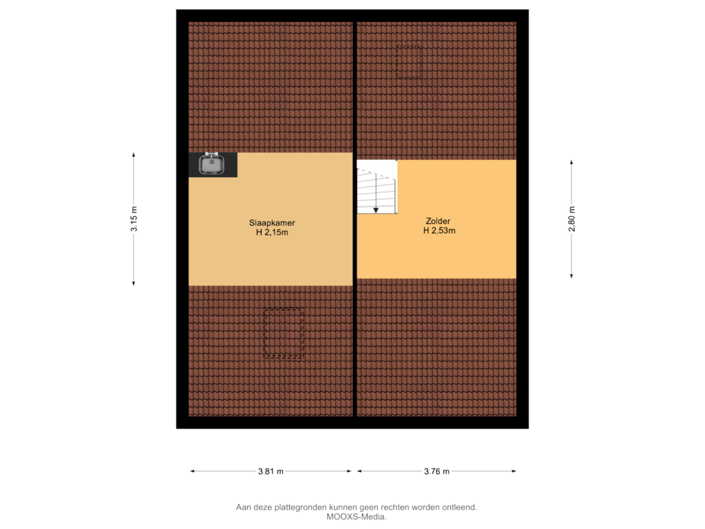 Bekijk plattegrond van Zolder van Zestienhovensekade 148