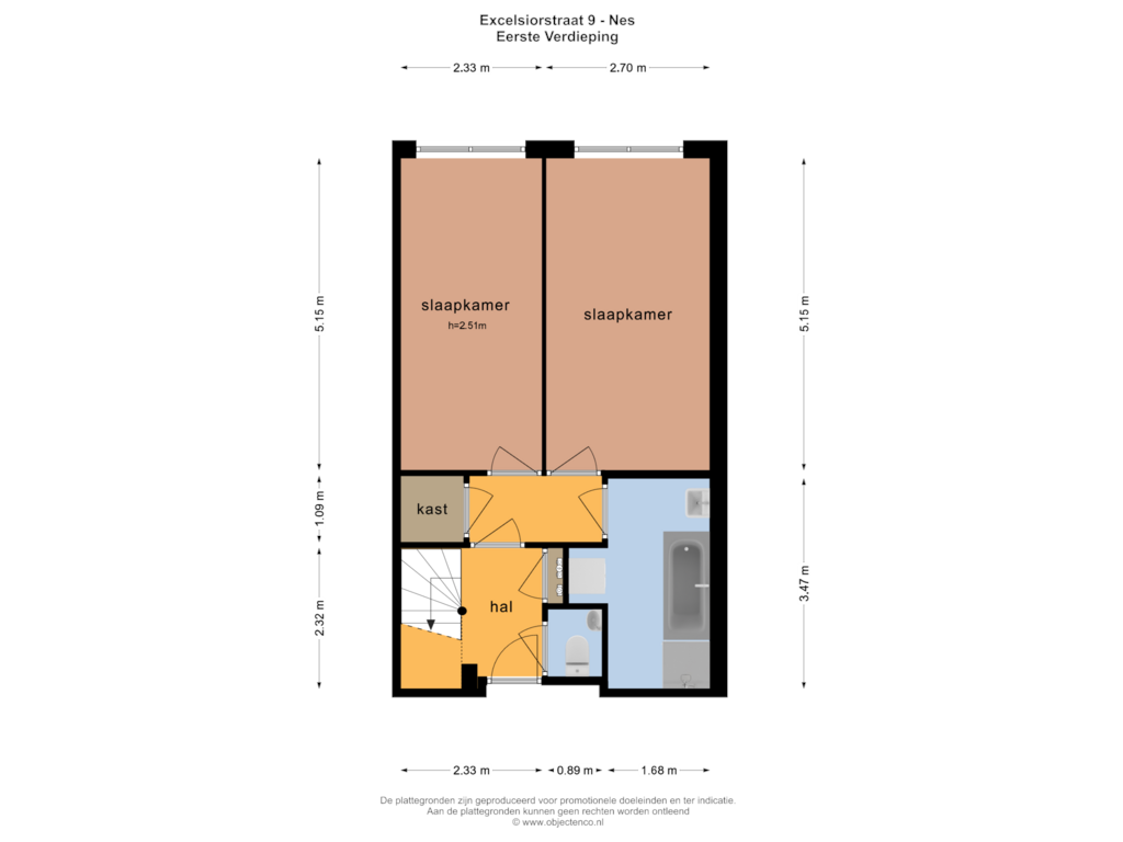 Bekijk plattegrond van EERSTE VERDIEPING van Excelsiorstraat 9