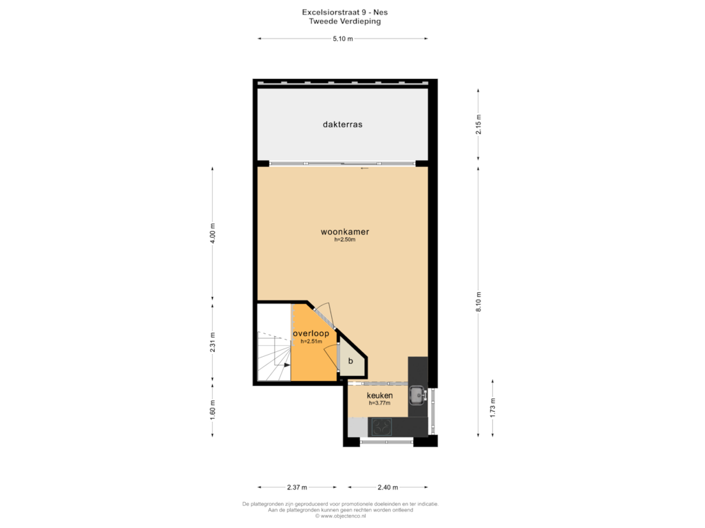 Bekijk plattegrond van TWEEDE VERDIEPING van Excelsiorstraat 9