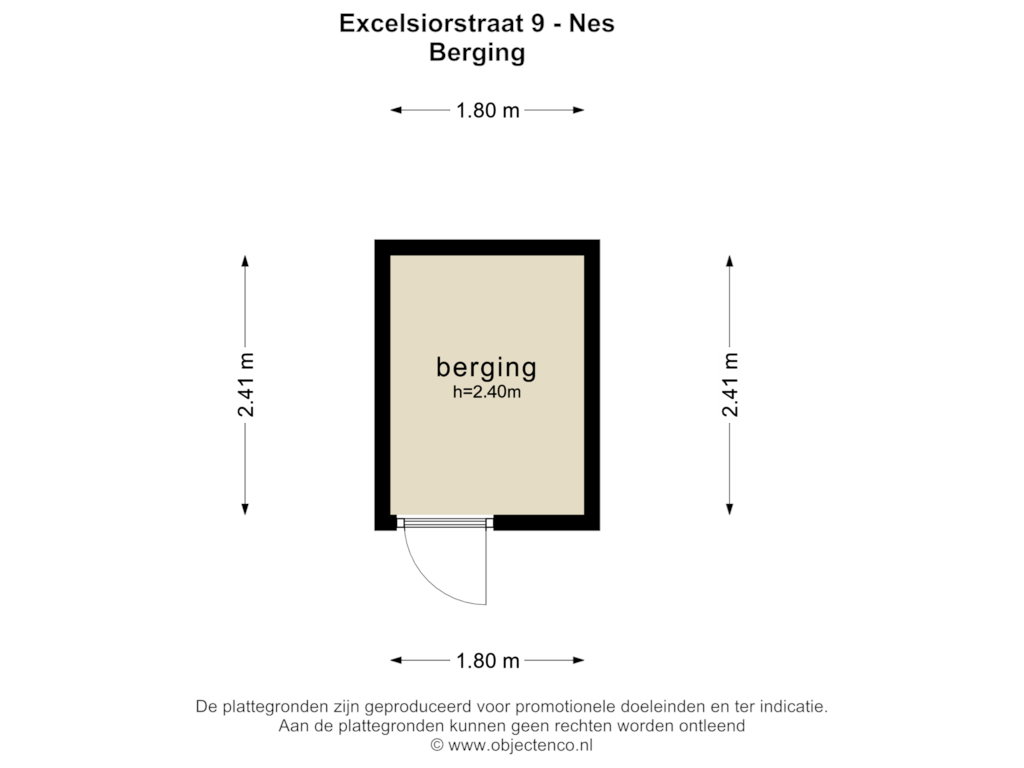 Bekijk plattegrond van BERGING van Excelsiorstraat 9