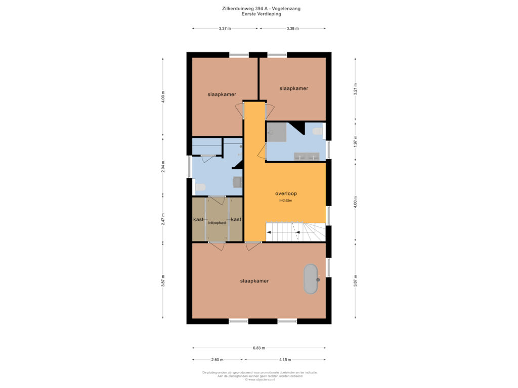 View floorplan of EERSTE VERDIEPING of Zilkerduinweg 394-A