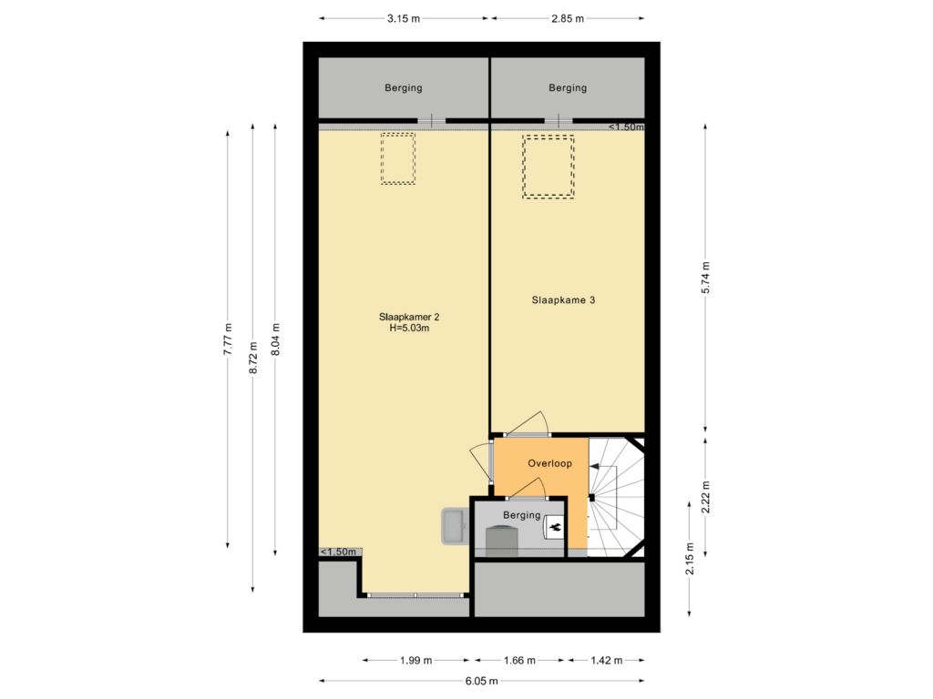 Bekijk plattegrond van Eerste Verdieping van Waarderpad 3