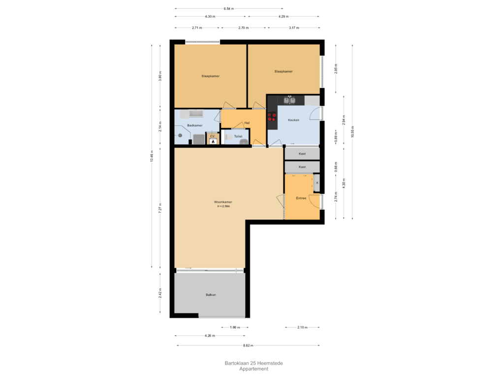 Bekijk plattegrond van Appartement van Bartoklaan 25