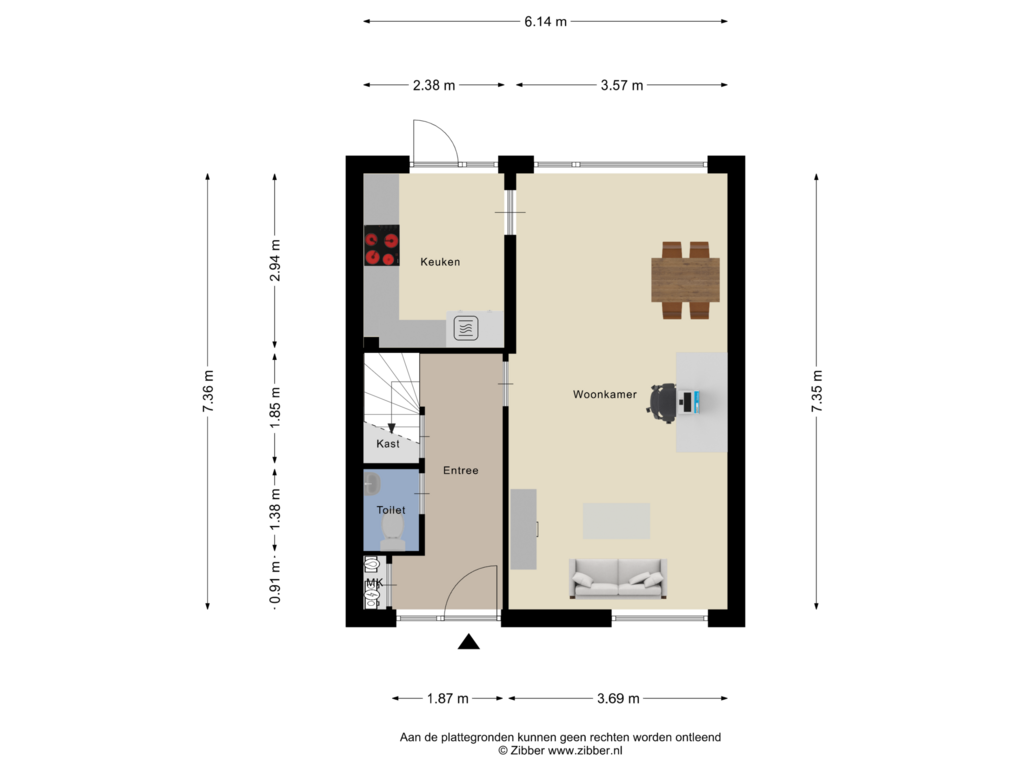 View floorplan of Begane Grond of Walenburgstraat 3