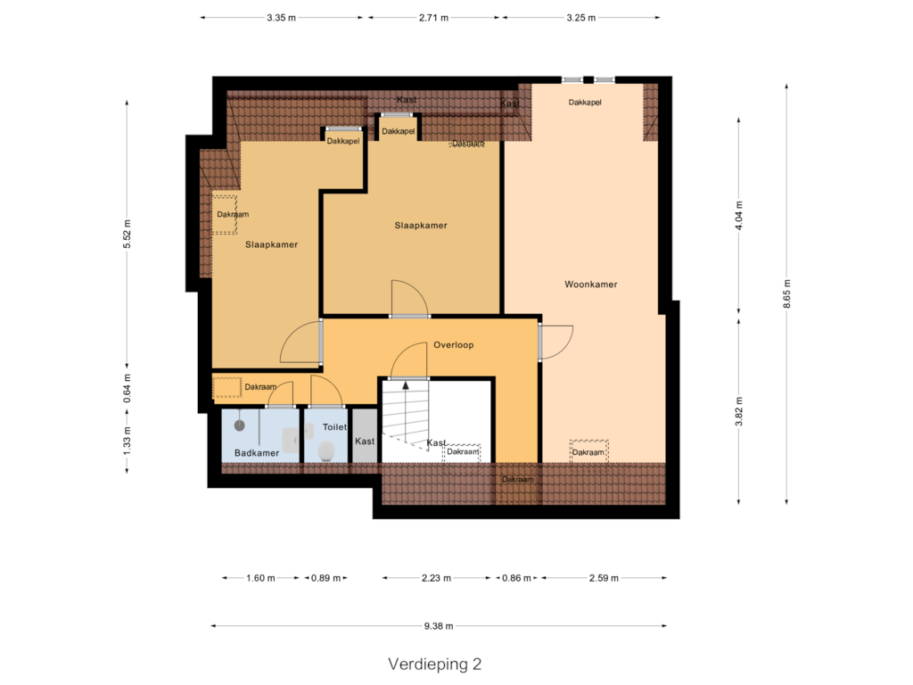 Bekijk plattegrond van Verdieping 2 van Peperstraat 1-C