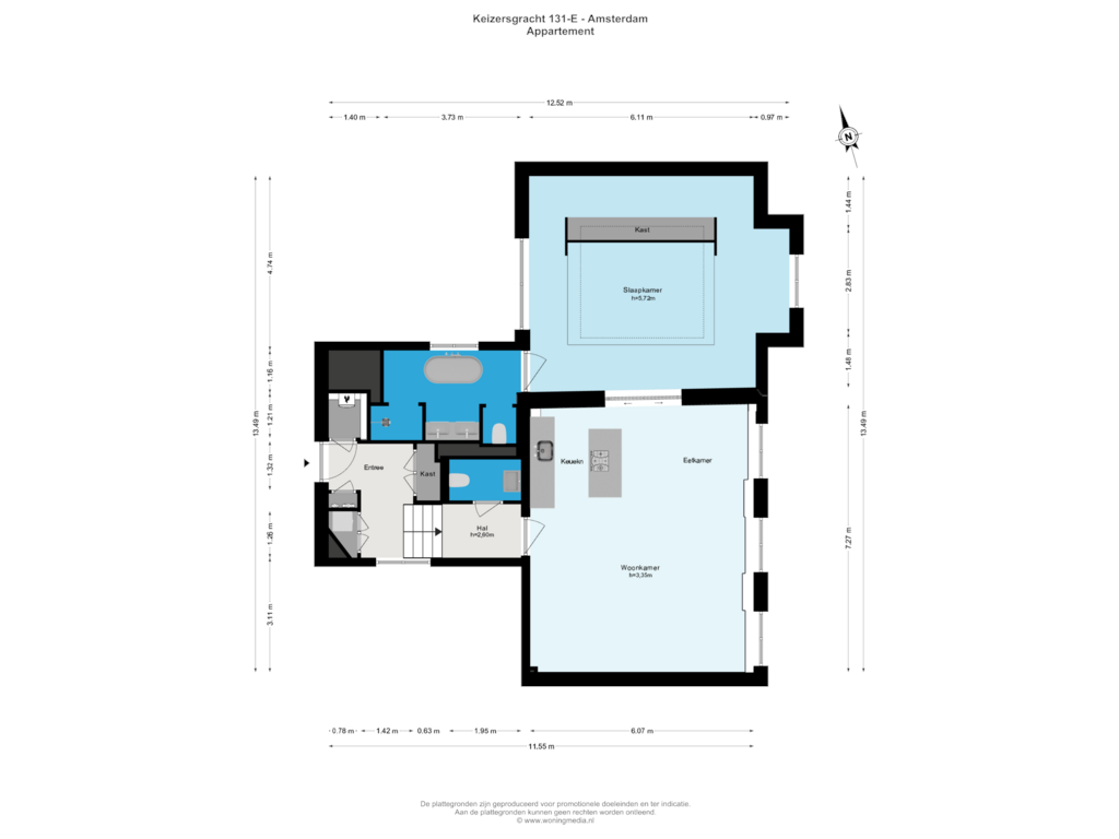 Bekijk plattegrond van Appartement van Keizersgracht 131-E