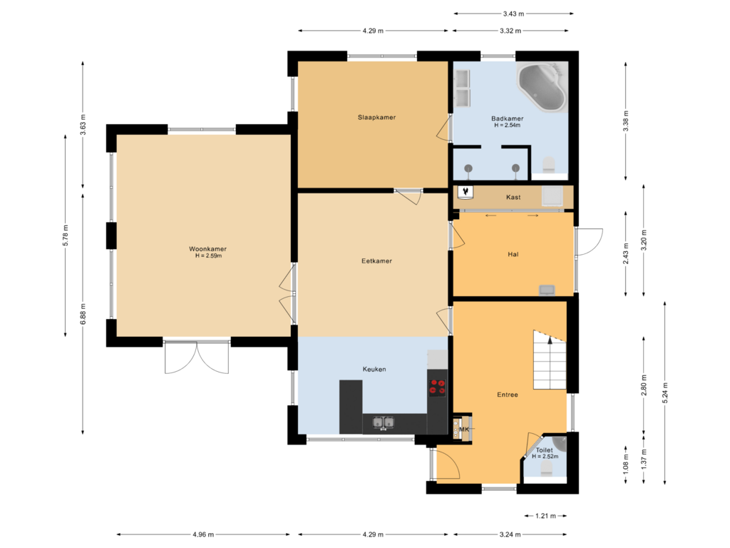 View floorplan of Begane grond of Mounpaed 1