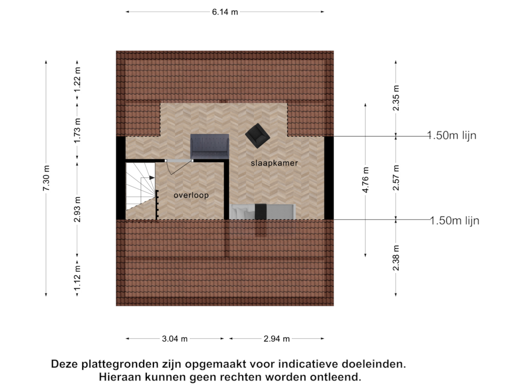 Bekijk plattegrond van 2e verdieping van Christiaan Huygenslaan 1