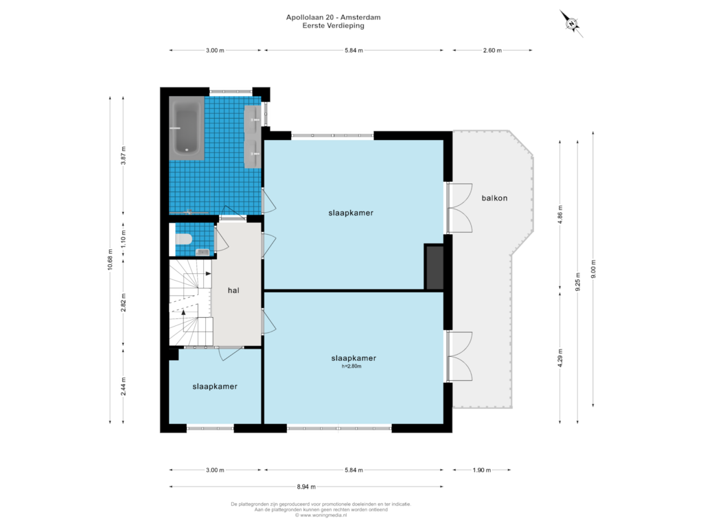 View floorplan of EERSTE VERDIEPING of Apollolaan 20