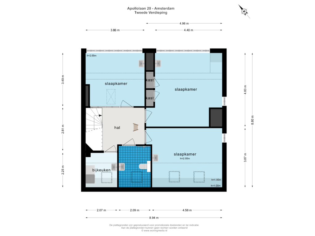 View floorplan of TWEEDE VERDIEPING of Apollolaan 20