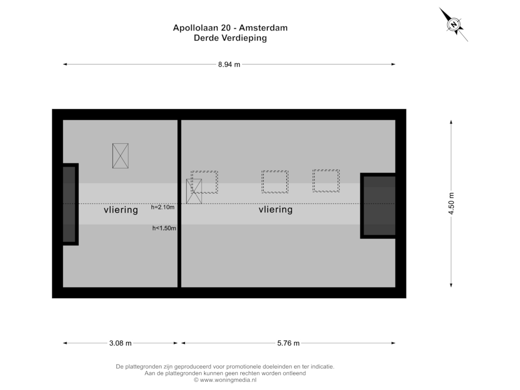 View floorplan of DERDE VERDIEPING of Apollolaan 20