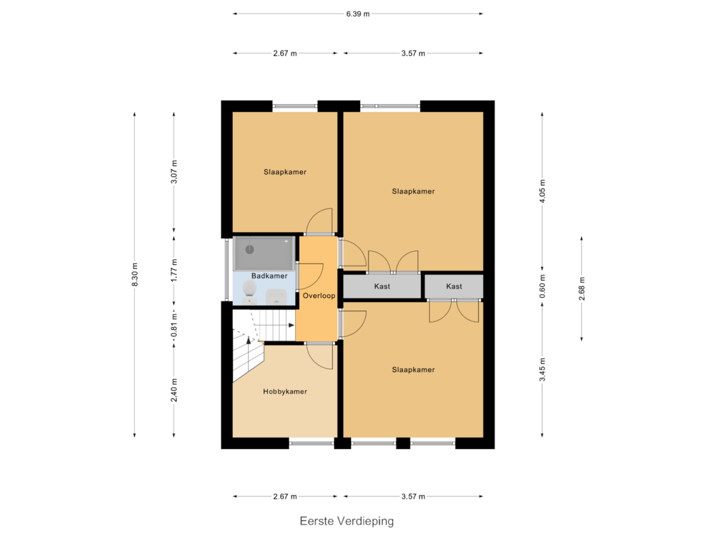 View floorplan of Eerste Verdieping of Kruizemunthof 5