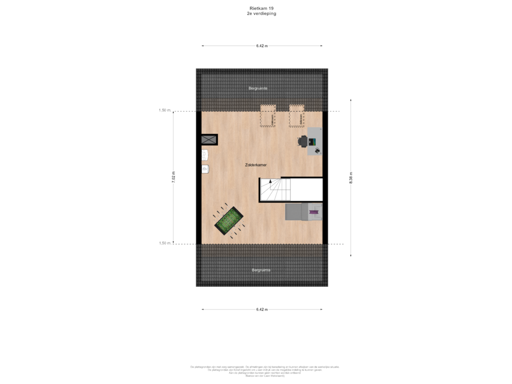 View floorplan of 2e verdieping of Rietkam 19