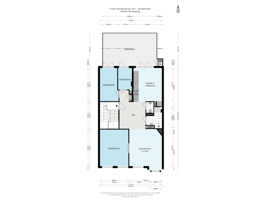 View floorplan of Eerste Verdieping of Floris Versterstraat 16-1