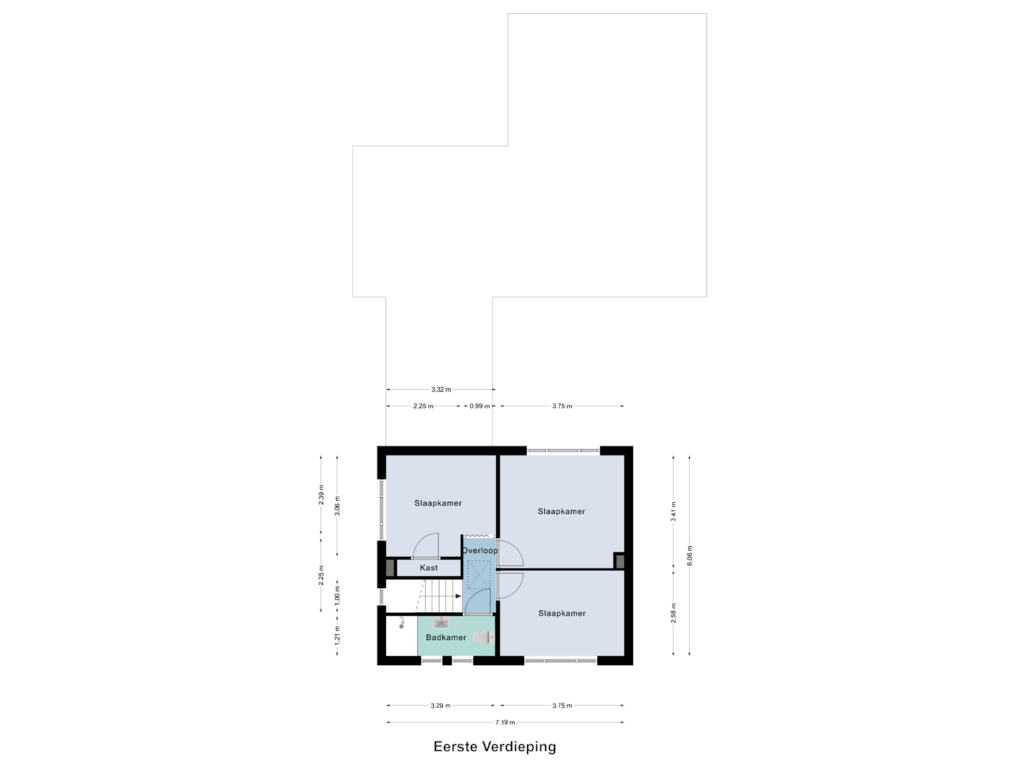 Bekijk plattegrond van Eerste Verdieping van Muncadostraat 4