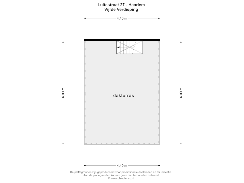 Bekijk plattegrond van VIJFDE VERDIEPING van Luitestraat 27