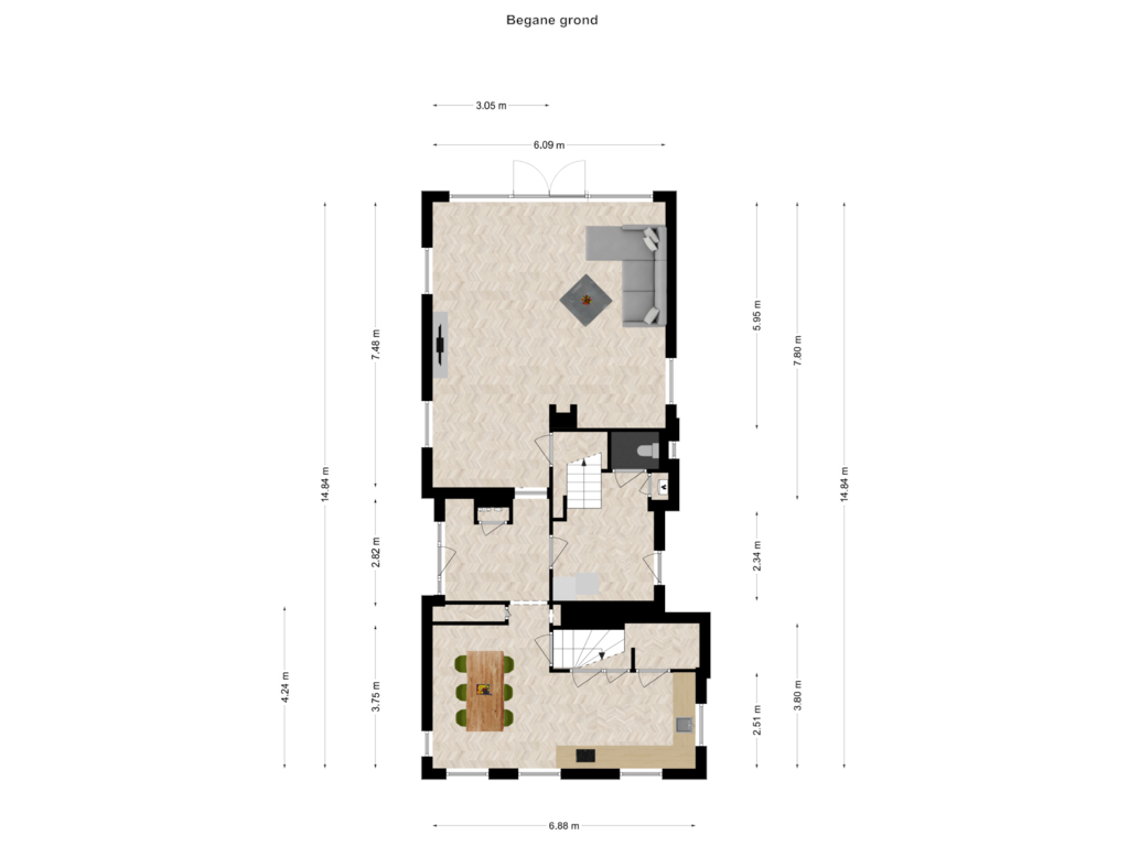 Bekijk plattegrond van Begane grond van Oosteinde 21