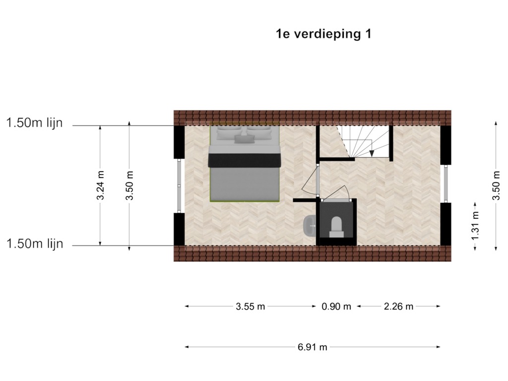 Bekijk plattegrond van 1e verdieping 1 van Oosteinde 21