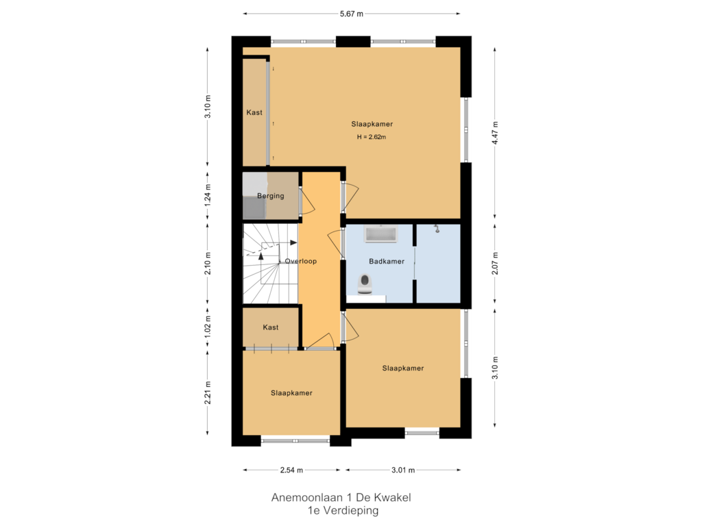 Bekijk plattegrond van 1e Verdieping van Anemoonlaan 1