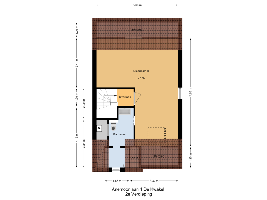 Bekijk plattegrond van 2e Verdieping van Anemoonlaan 1