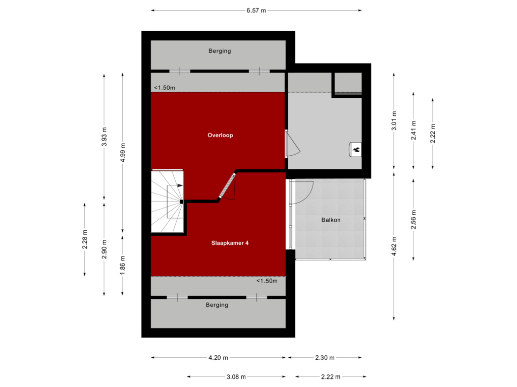 Bekijk plattegrond van Tweede verdieping van Lievevrouwestraat 14