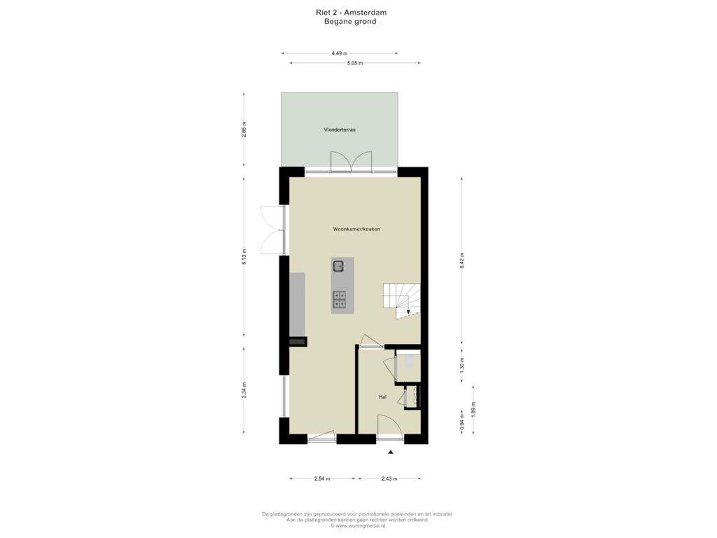 Bekijk plattegrond van Begane grond van Rietwoningen - vrijstaand (Bouwnr. 16)