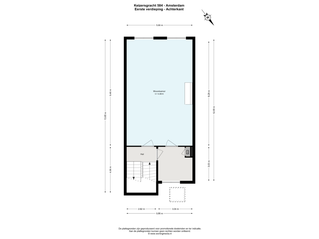 Bekijk plattegrond van 1e v  - Achterkant van Keizersgracht 584