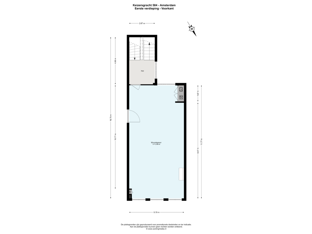 Bekijk plattegrond van 1e v - Voorkant van Keizersgracht 584