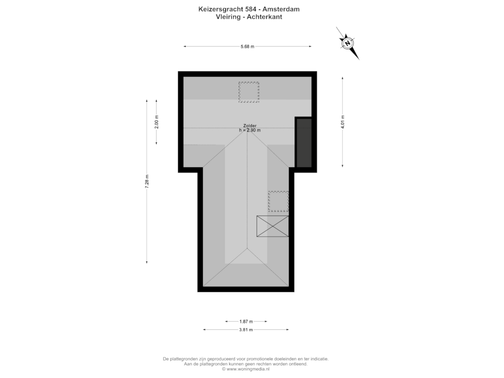 Bekijk plattegrond van 4e v - Achterkant van Keizersgracht 584