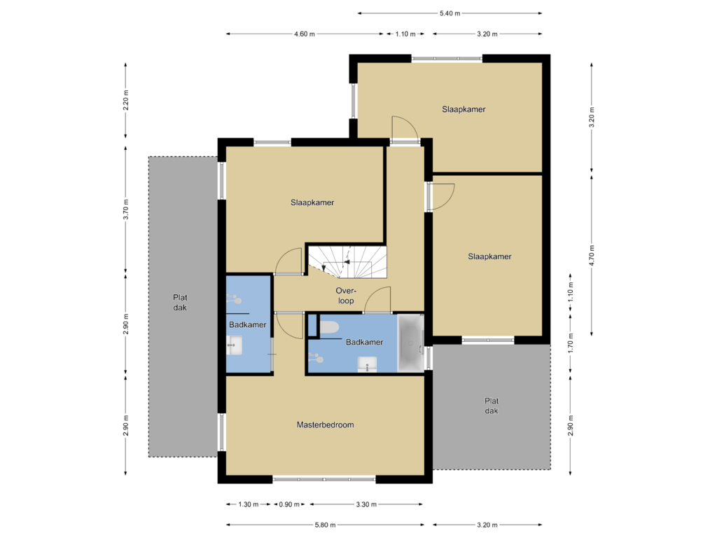 Bekijk plattegrond van 1e verdieping van Kerklaan 18