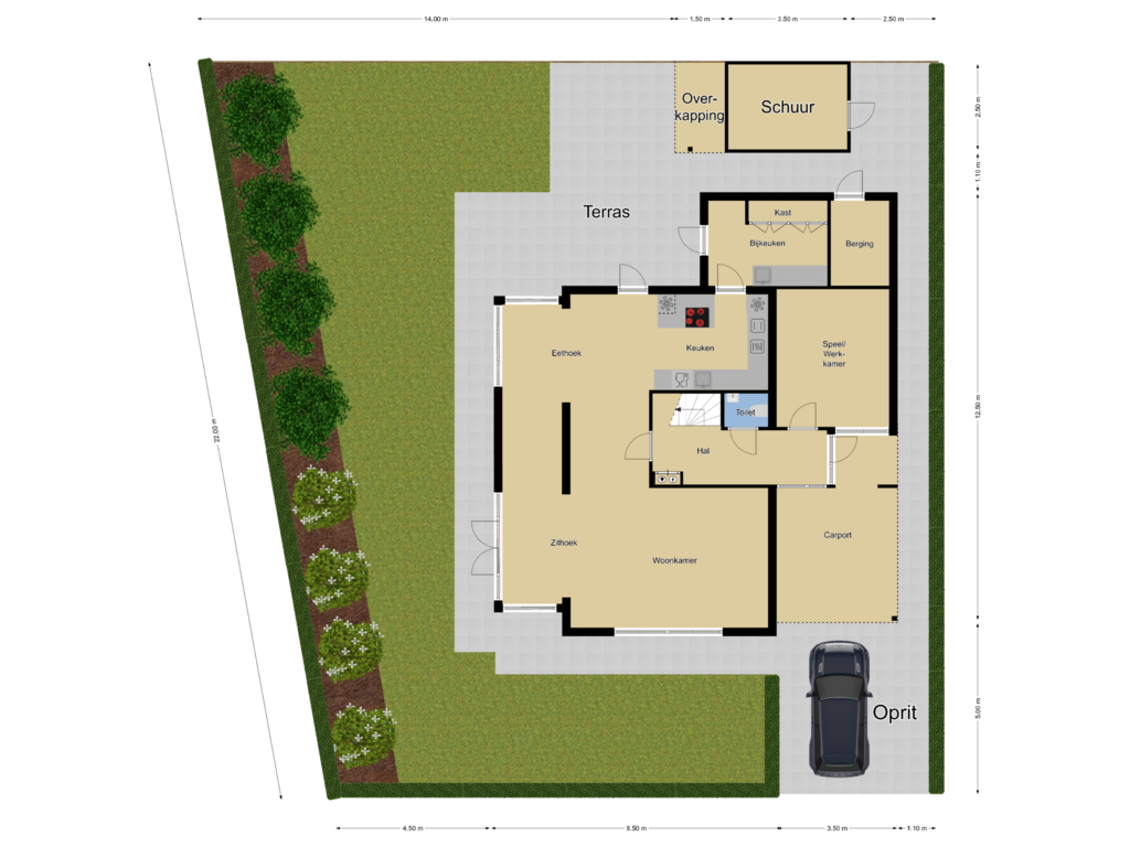 Bekijk plattegrond van Perceel overzicht van Kerklaan 18