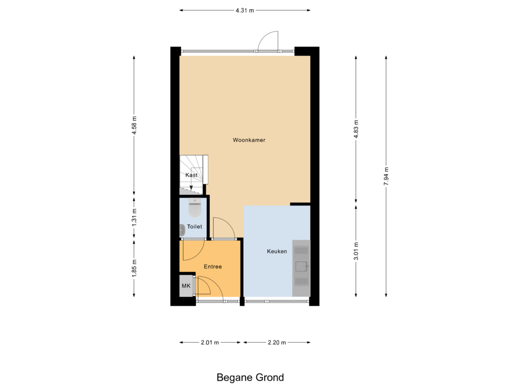 Bekijk plattegrond van Begane Grond van Valkhof 4