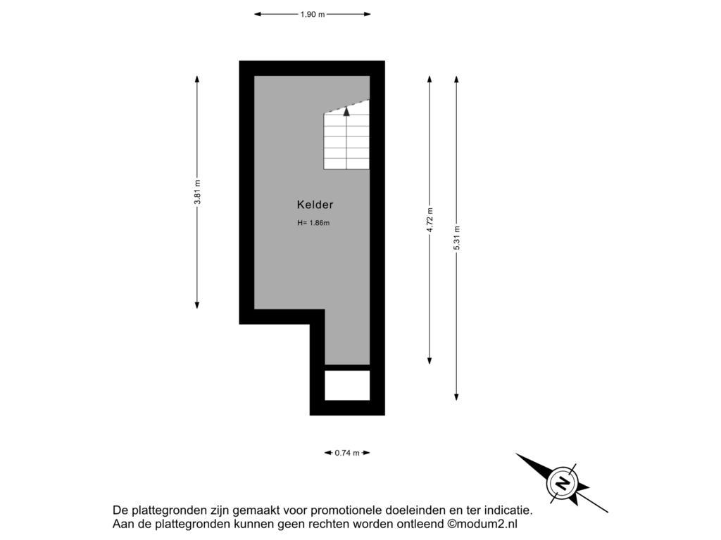 Bekijk plattegrond van Kelder van Van Marumstraat 36