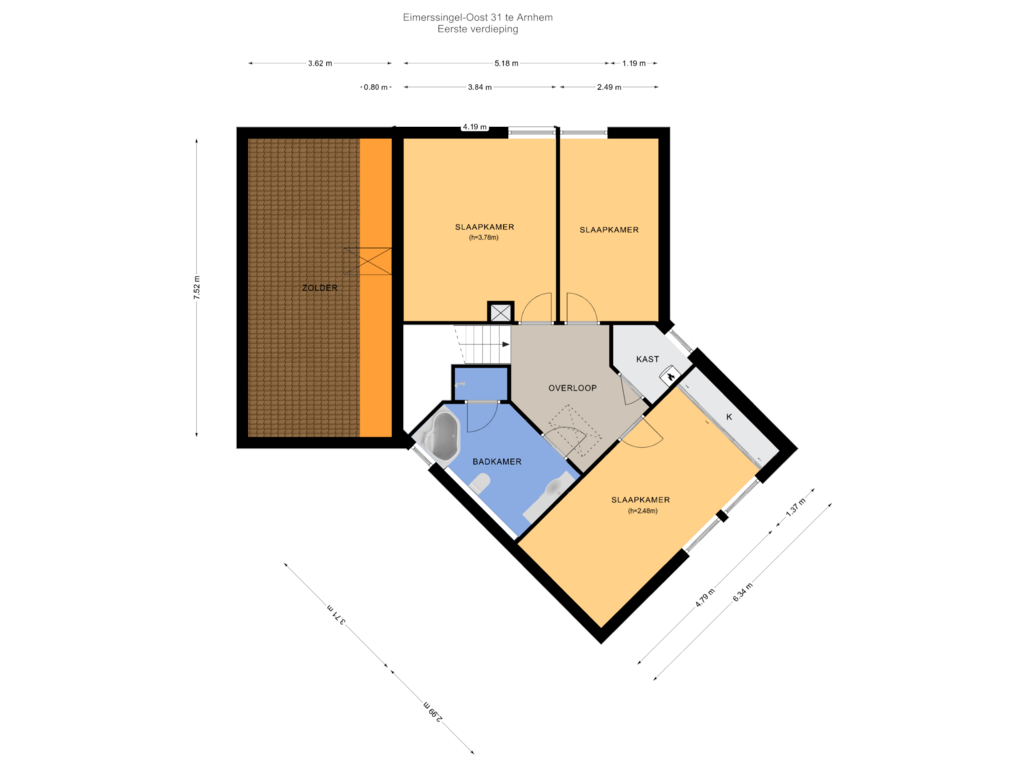 Bekijk plattegrond van Eerste verdieping van Eimerssingel-Oost 31