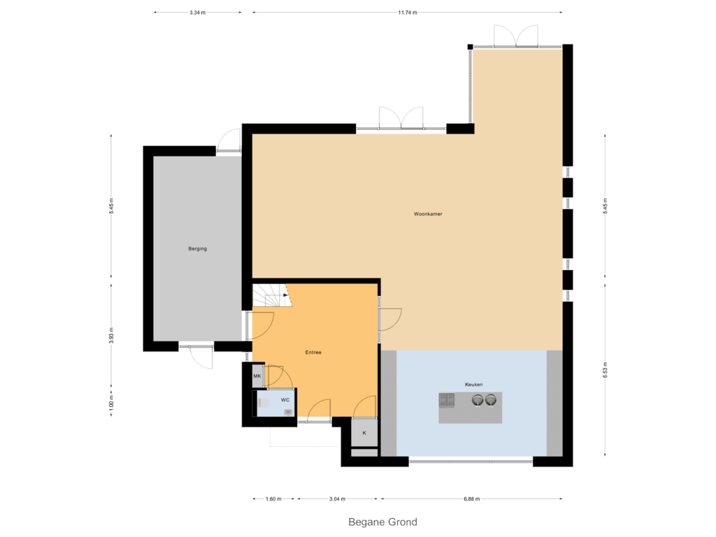 Bekijk plattegrond van Begane Grond van Buizerdlaan 14