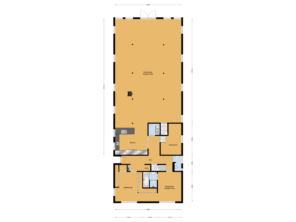 Bekijk plattegrond van Begane grond van Houtdijk 14