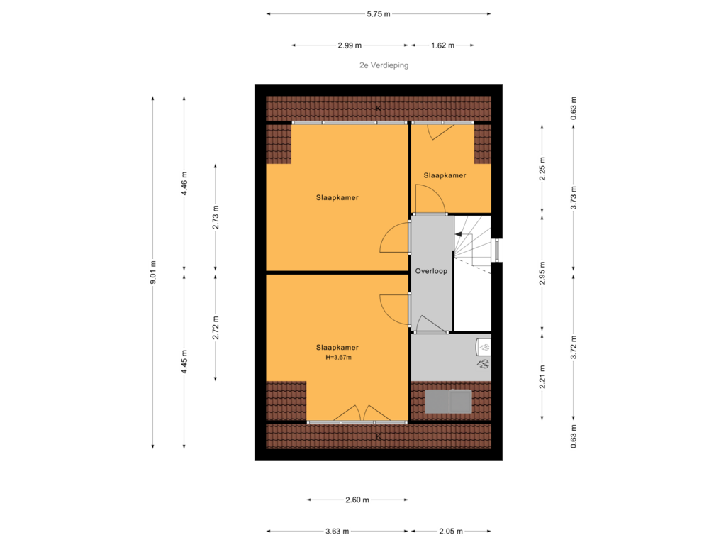 Bekijk plattegrond van 2e Verdieping van Ceresstraat 16