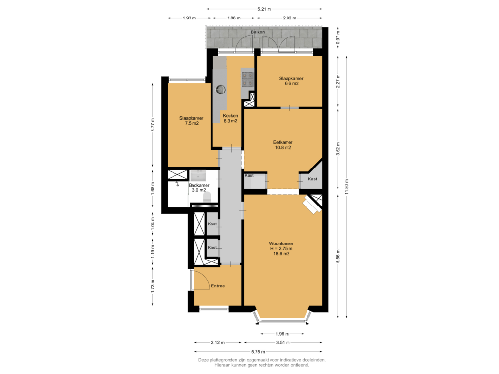 Bekijk plattegrond van Appartement van Caan van Necklaan 167