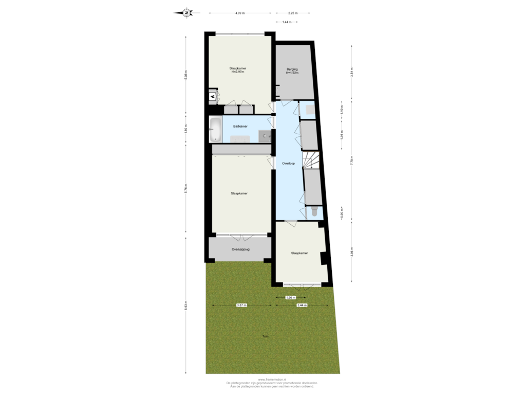 Bekijk plattegrond van Souterrain tuin van Schiedamsesingel 161-A