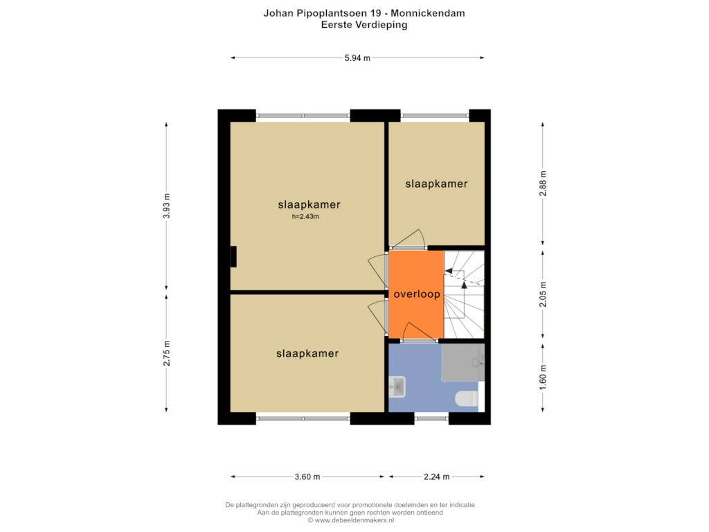 Bekijk plattegrond van EERSTE VERDIEPING van Johan Pipoplantsoen 19