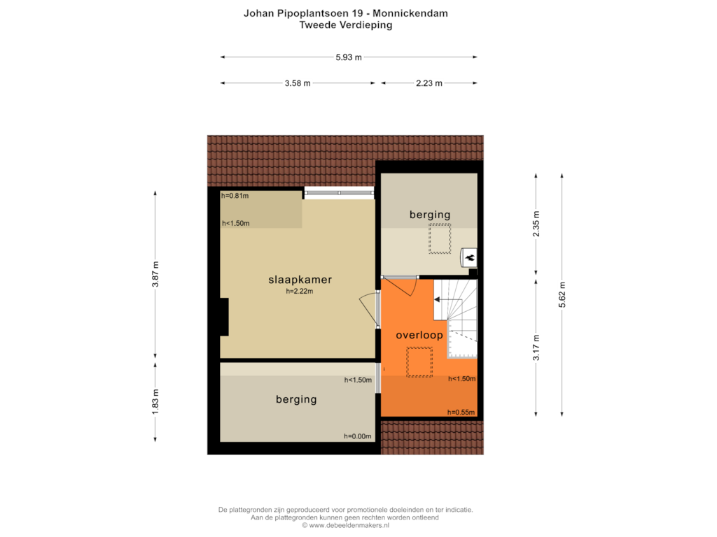 Bekijk plattegrond van TWEEDE VERDIEPING van Johan Pipoplantsoen 19