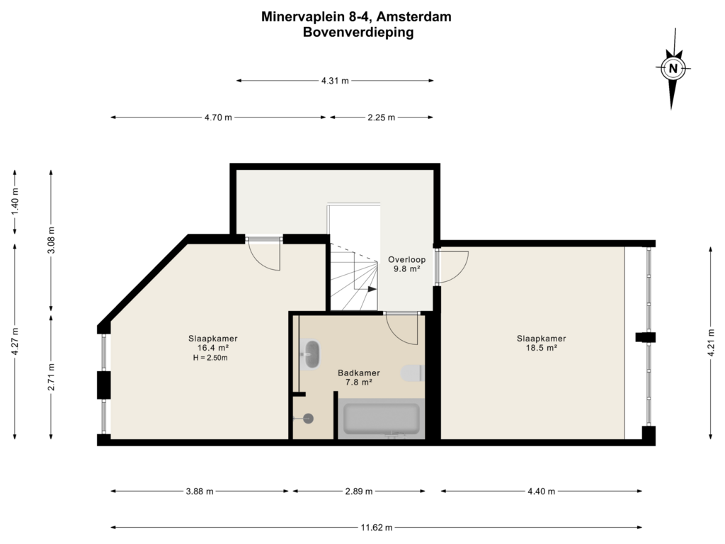 Bekijk plattegrond van Bovenverdieping van Minervaplein 8-4